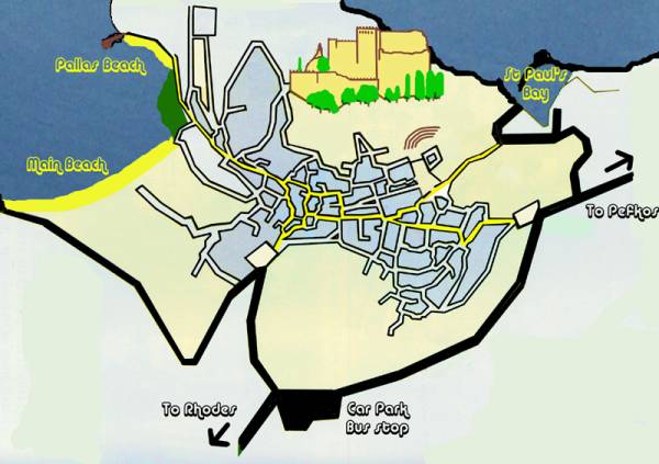 General map of Lindos